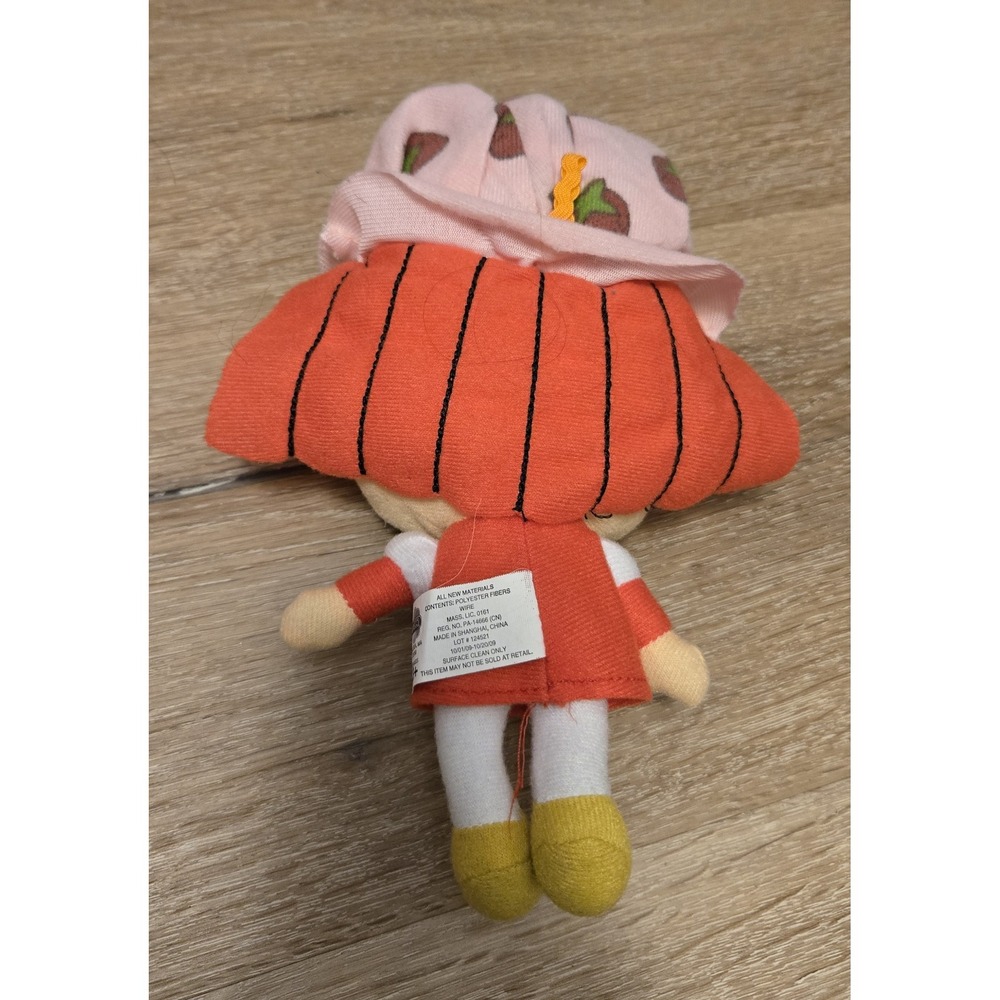 Strawberry Shortcake Plush Doll Pink Strawberry Hat Orange Hair Soft Toy 6 Inch - Picture 2 of 2